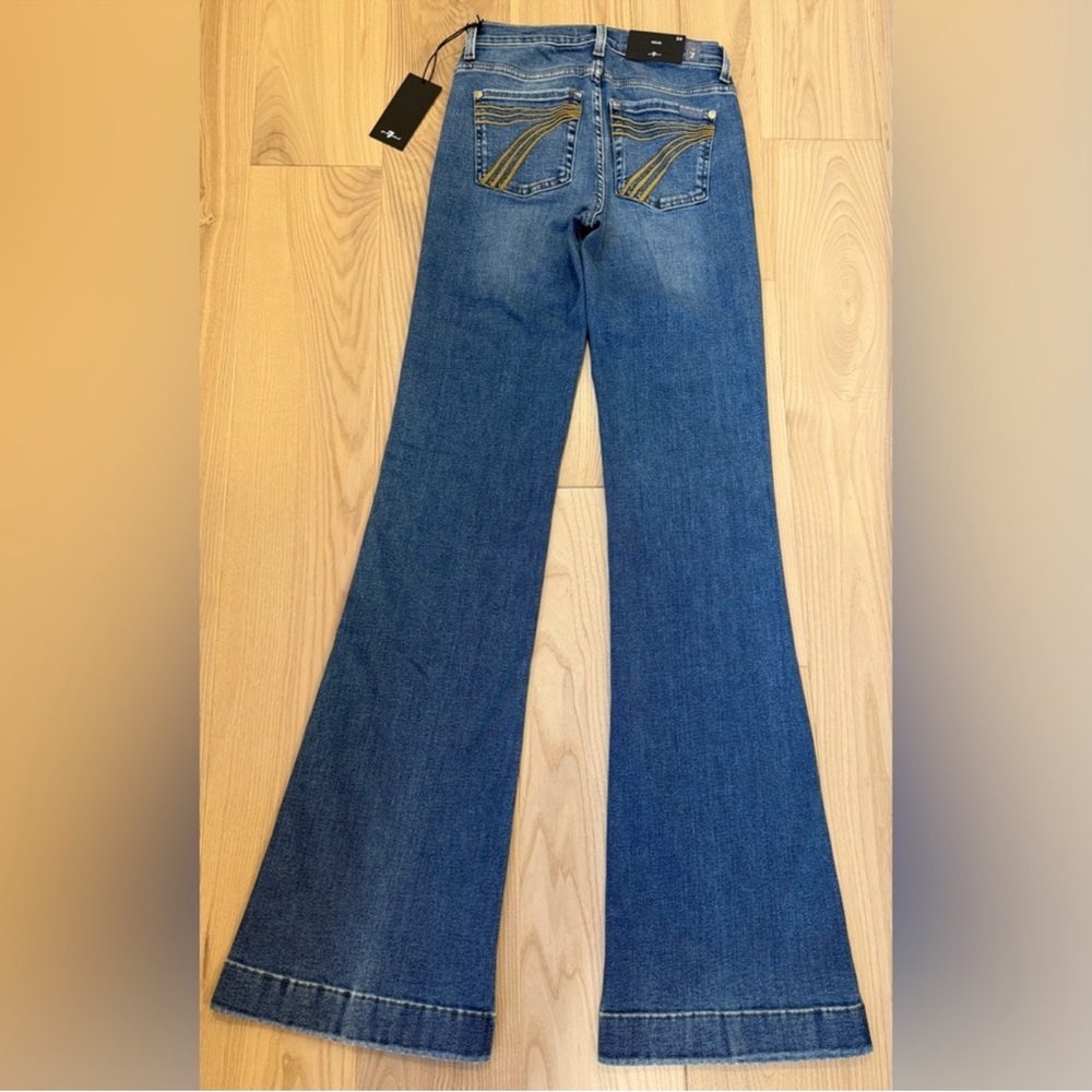 7 For All Mankind Dojo Original Jeans Women Flare Leg Trousers NWT Size 24 - Picture 4 of 7